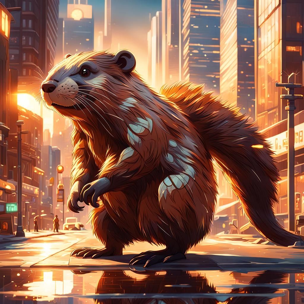 Beaver in Coruscant: Cartoon Meets Hyperrealism