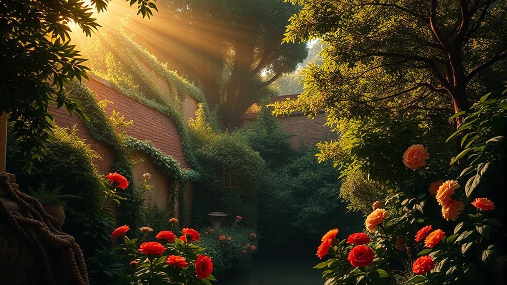 Renaissance Garden Scene in Chiaroscuro