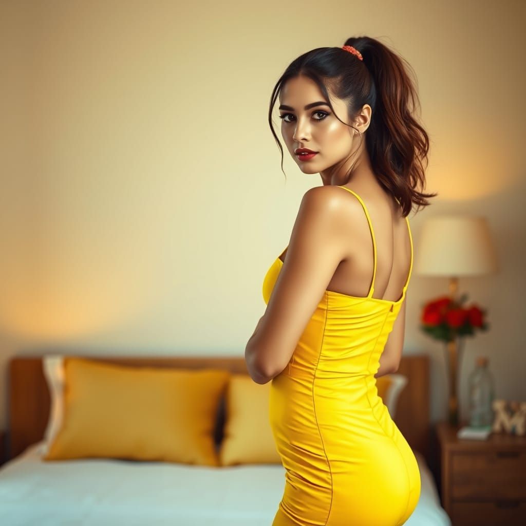 Woman in Yellow Dress, Art Nouveau Style