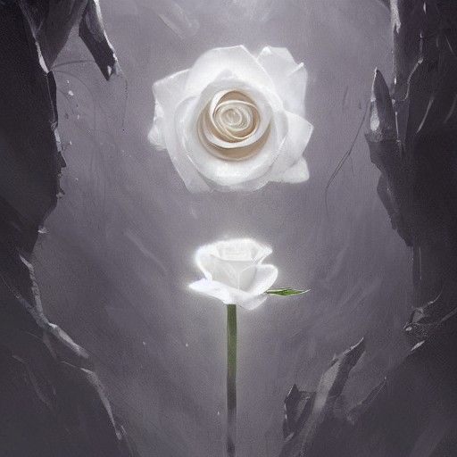 Sinister Bloody White Rose in Dark Fantasy Style