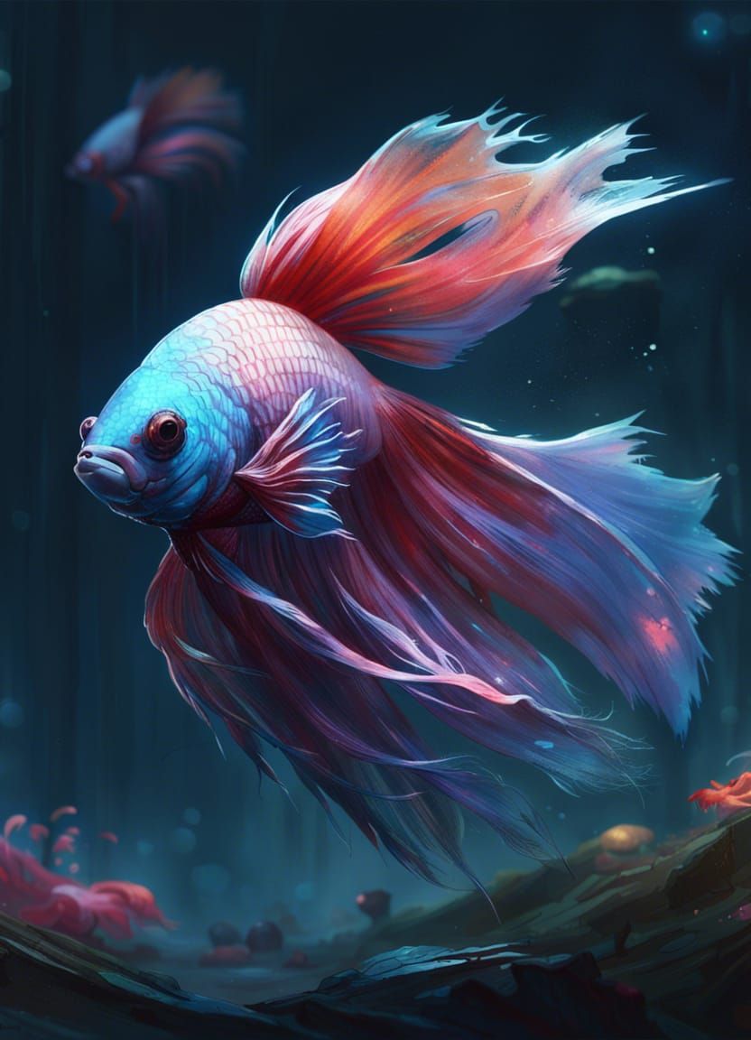 Mesmerizing Betta Fish in Hyperdetailed Digital Painting