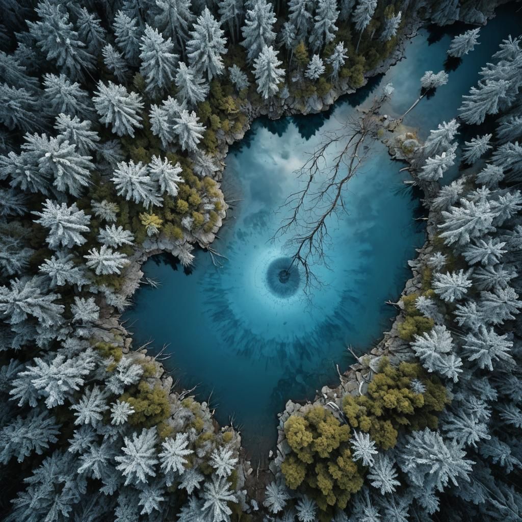 Hyperrealistic Blue Lake Eye in the Sky