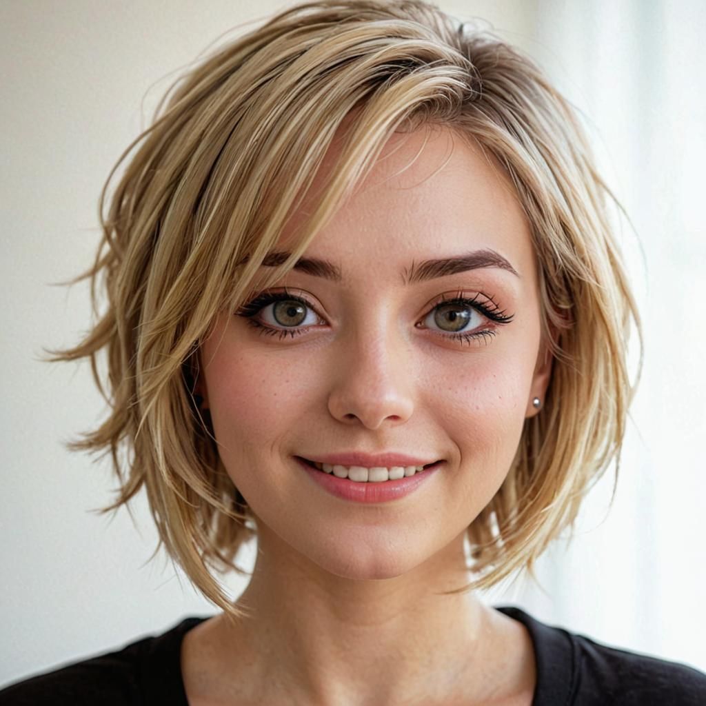 Anime-Inspired Hyperrealistic Blond Woman Portrait