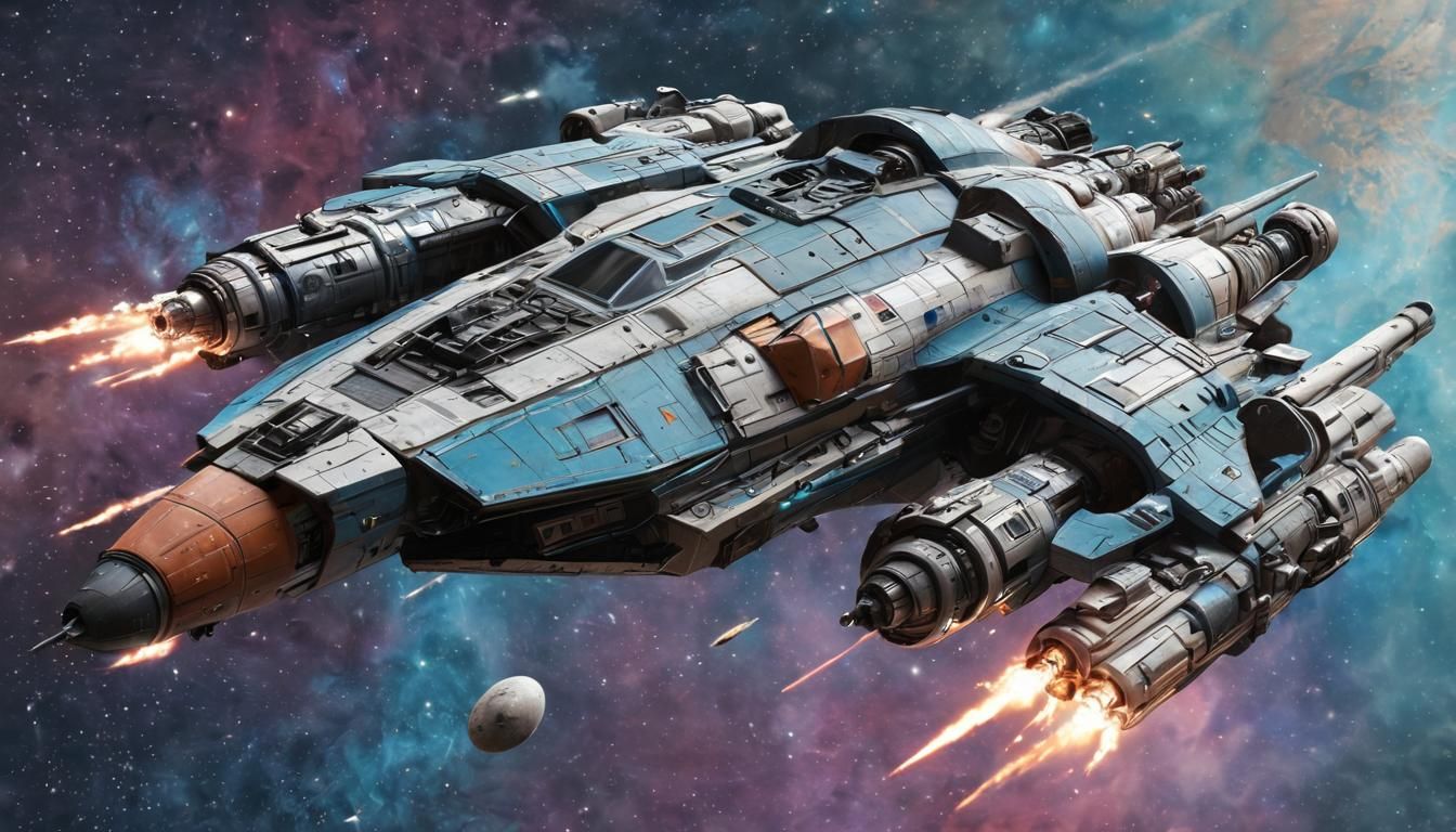 Hyper Realistic Space Cruiser in Nebula