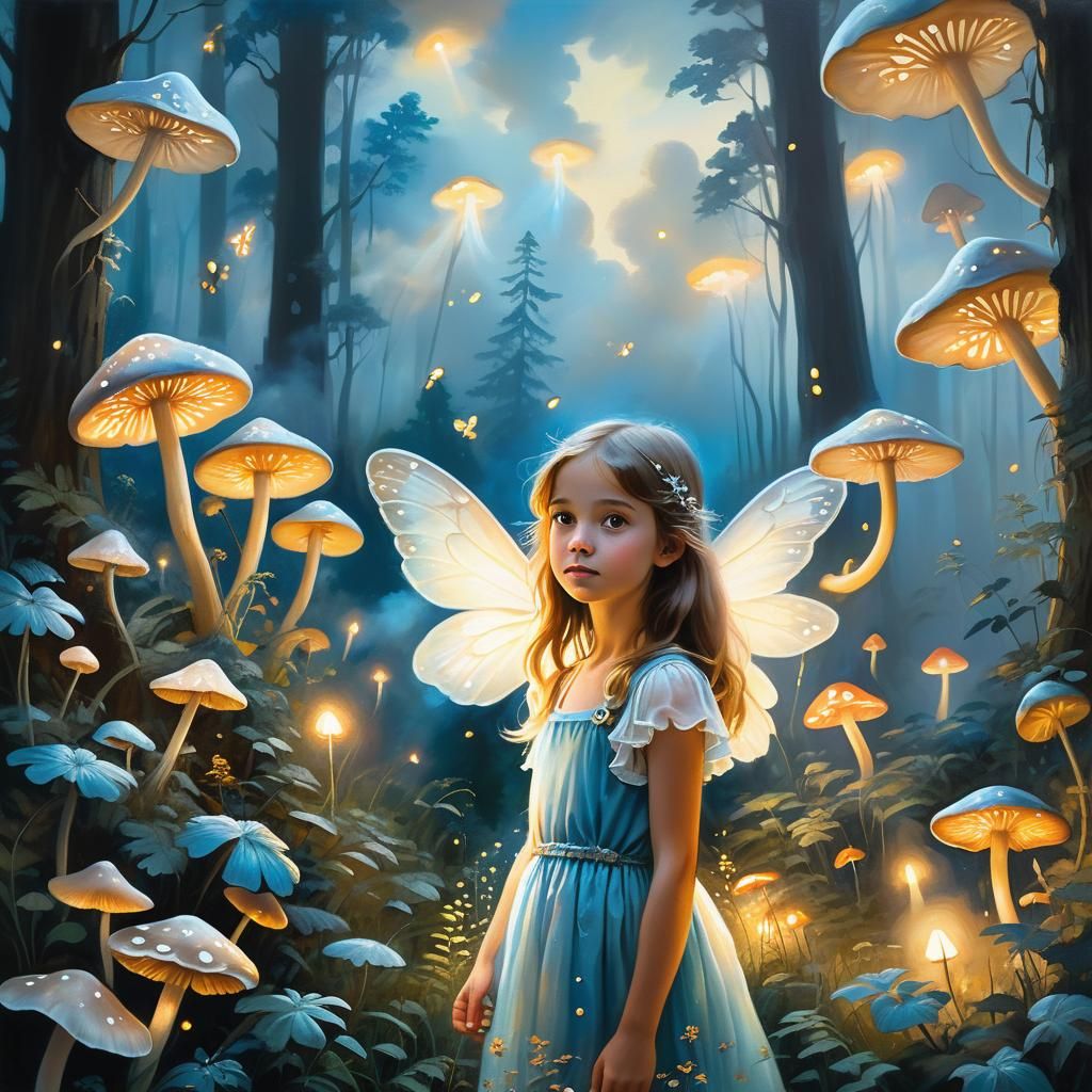 Girl in Enchanted Forest: Soft Oil Painting