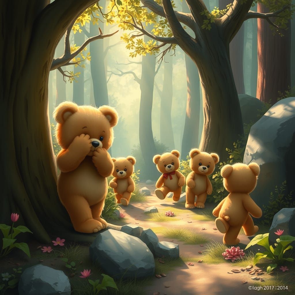 Teddy Bears Play Hide and Seek in Magical Forest