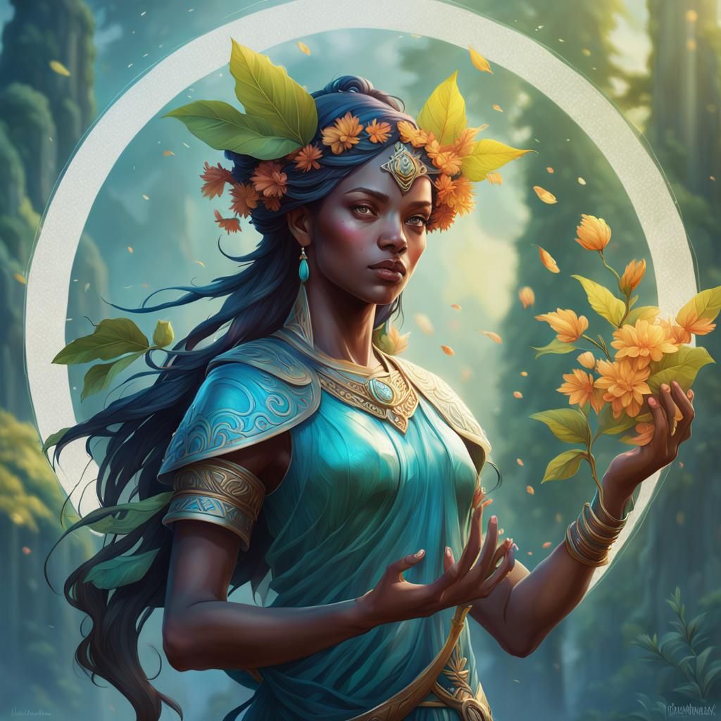 Goddess of Nature Portrait in Hyperdetailed Style