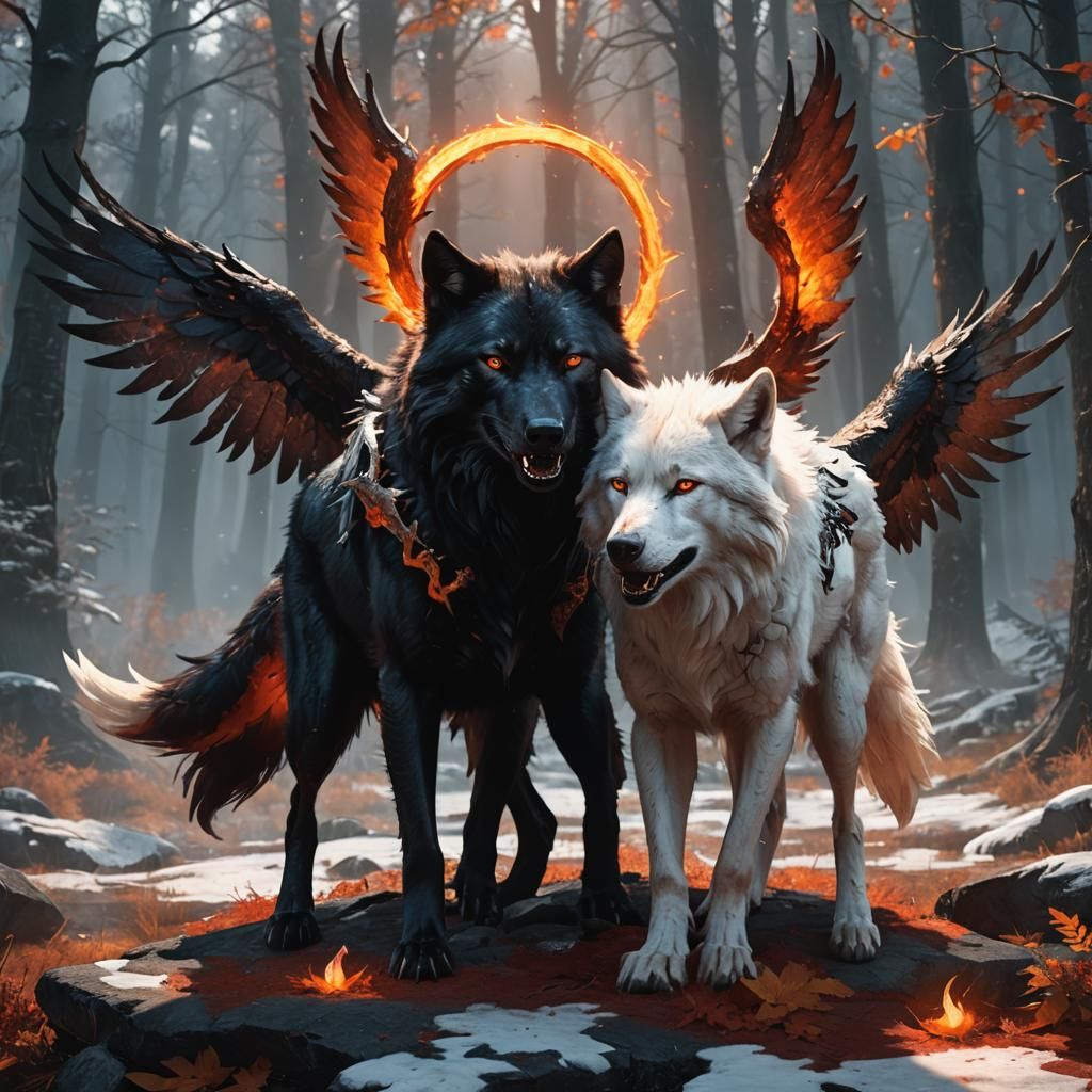 Fantasy Wolves with Horns and Halo, Concept Art