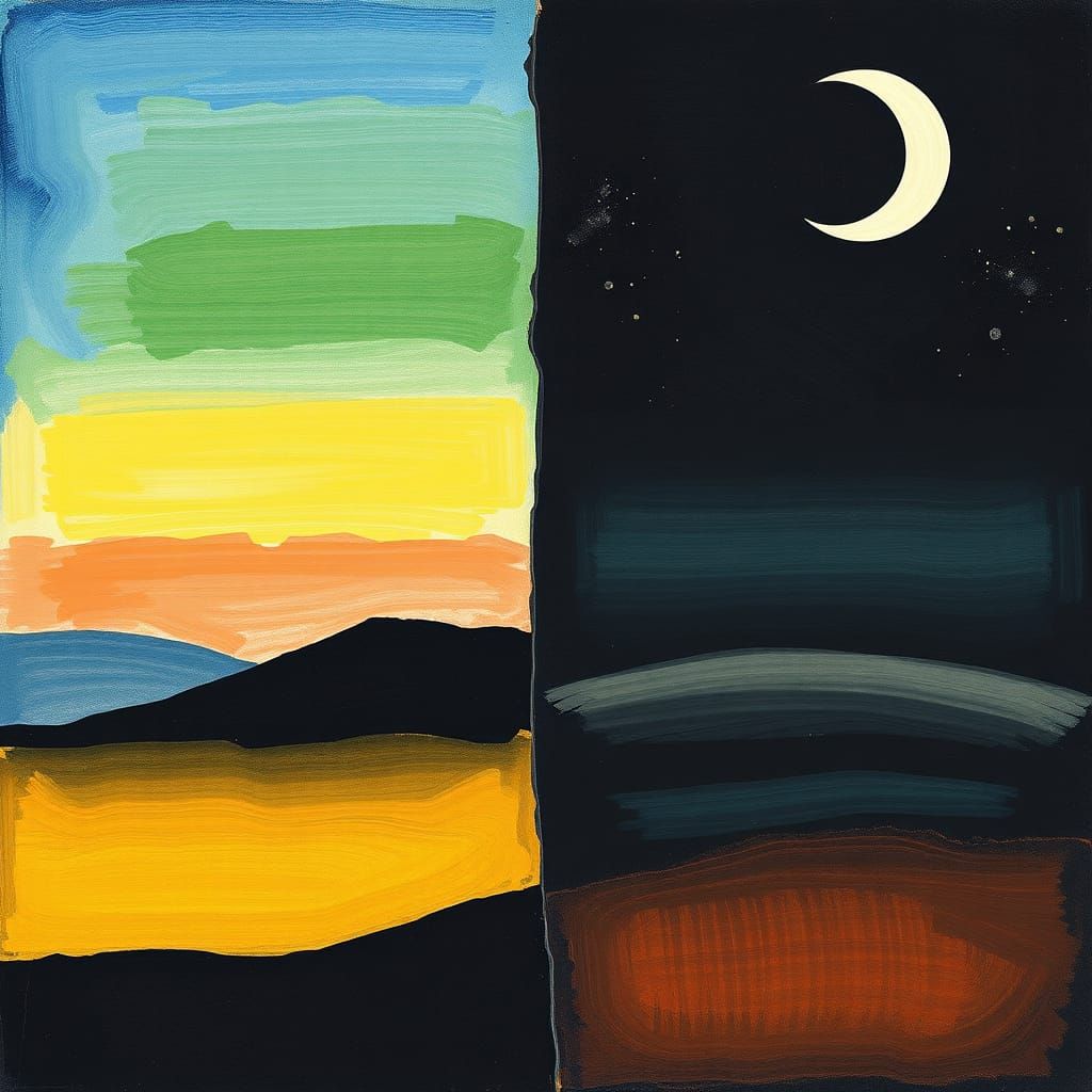 Day and Night Landscape in the Style of Paul Klee