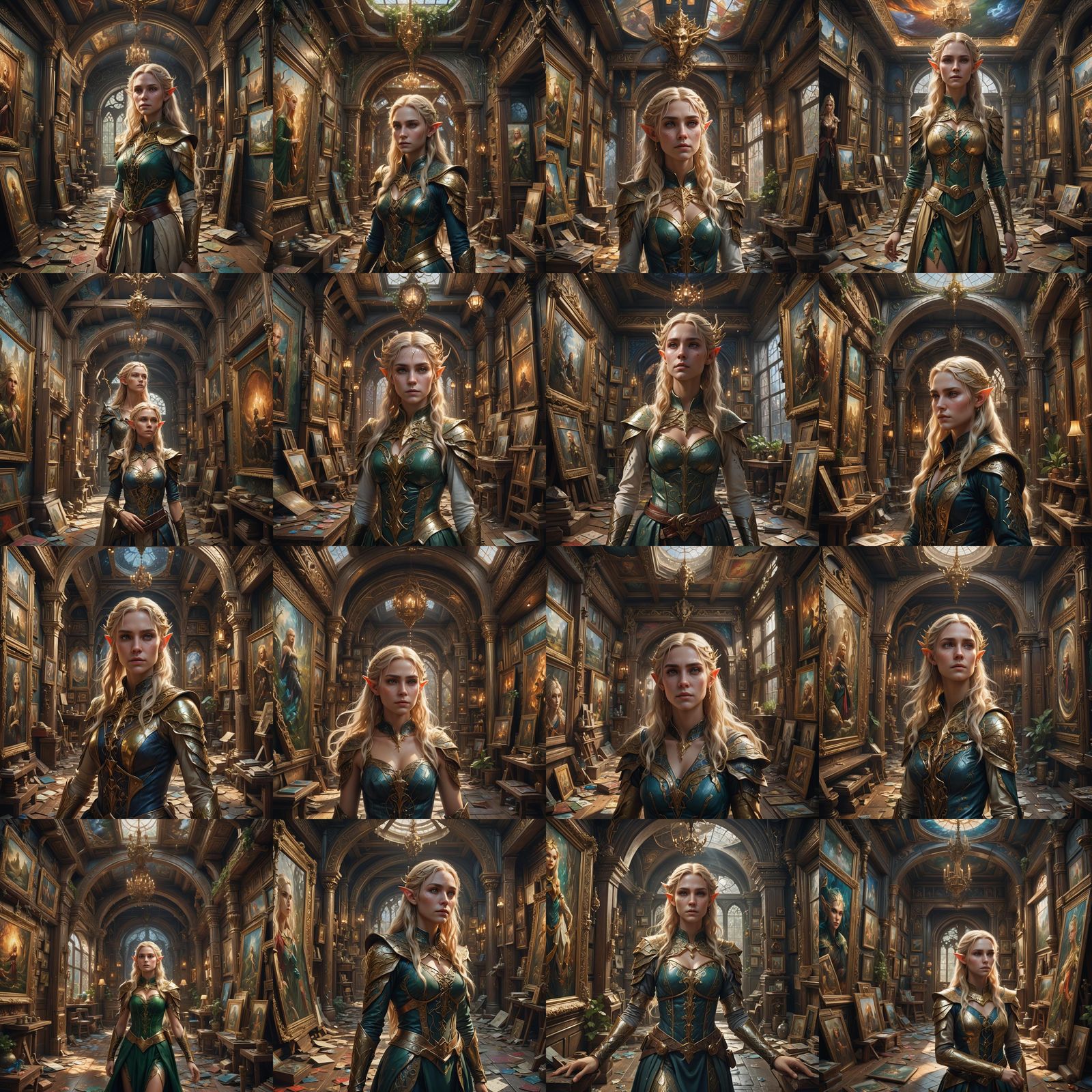 Blond Elf in Painting Room: Fantasy Art