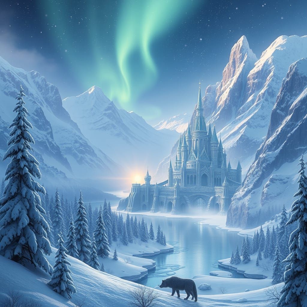 Winter Wonderland of Crystal Ice Castles and Majestic Mounta...