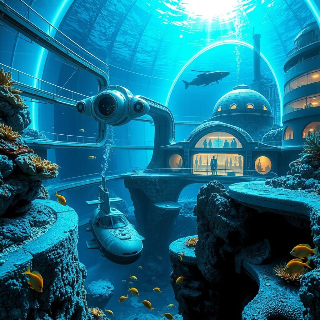 Spectacular Underwater City in a Digital Rendering