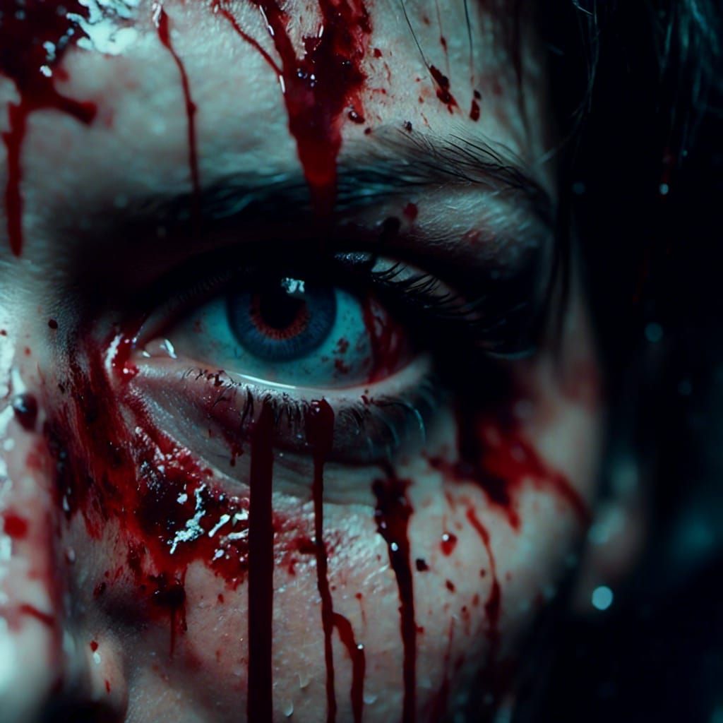 Intense Serial Killer in Bloody Crime Scene