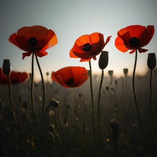 Dramatic Poppies in Cinematic Lighting