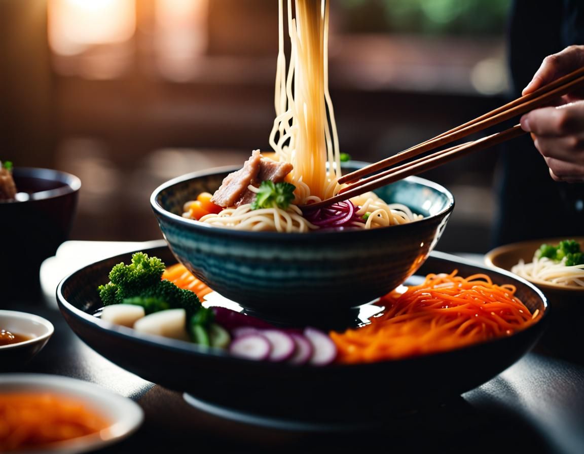 Steaming Ramen Bowl: 8k Professional Photography