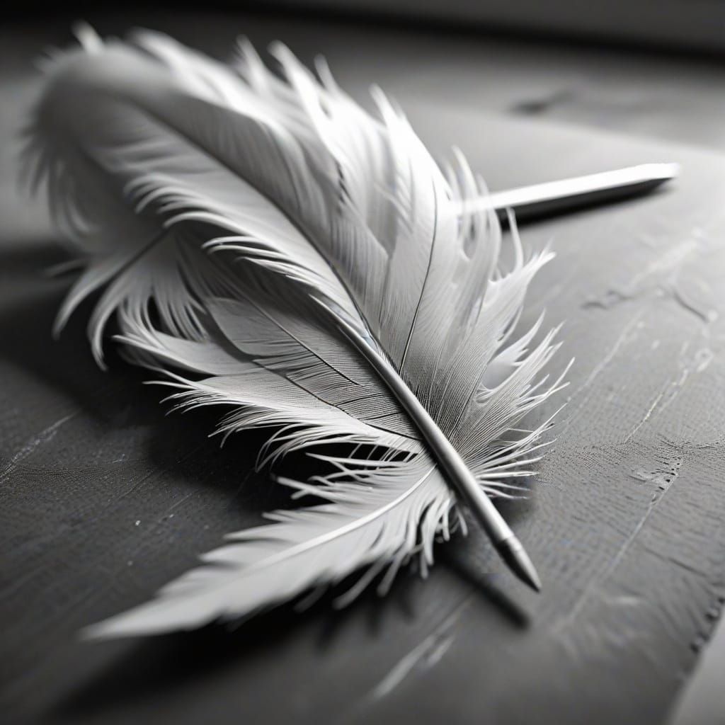 Elegant Monochromatic Pencil Drawing of a Feather