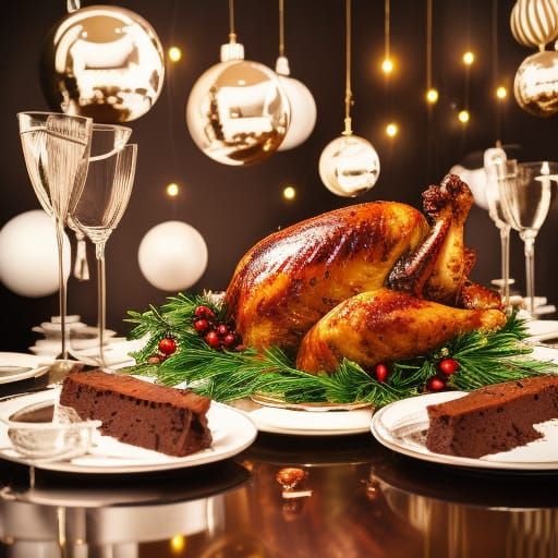 Opulent Christmas Feast with Turkey and Trifle