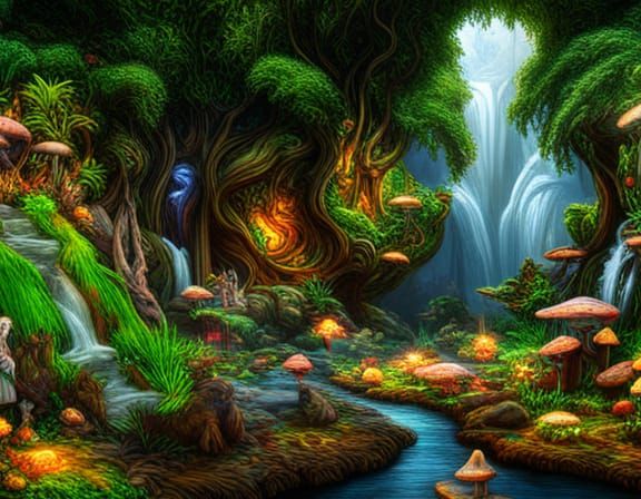 Pandora Planet Landscape with Bioluminescent Flora