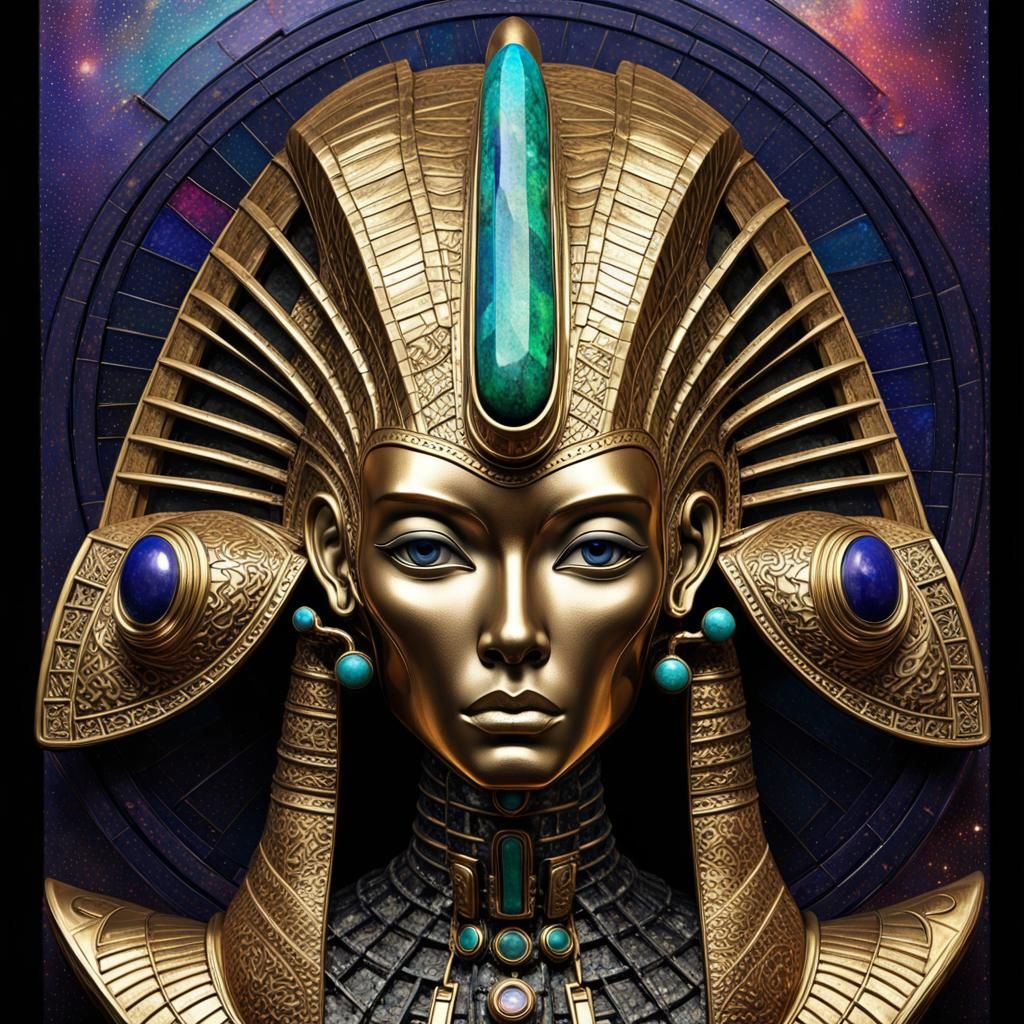 Extraterrestrial Elohim Portrait with Gems and Technology