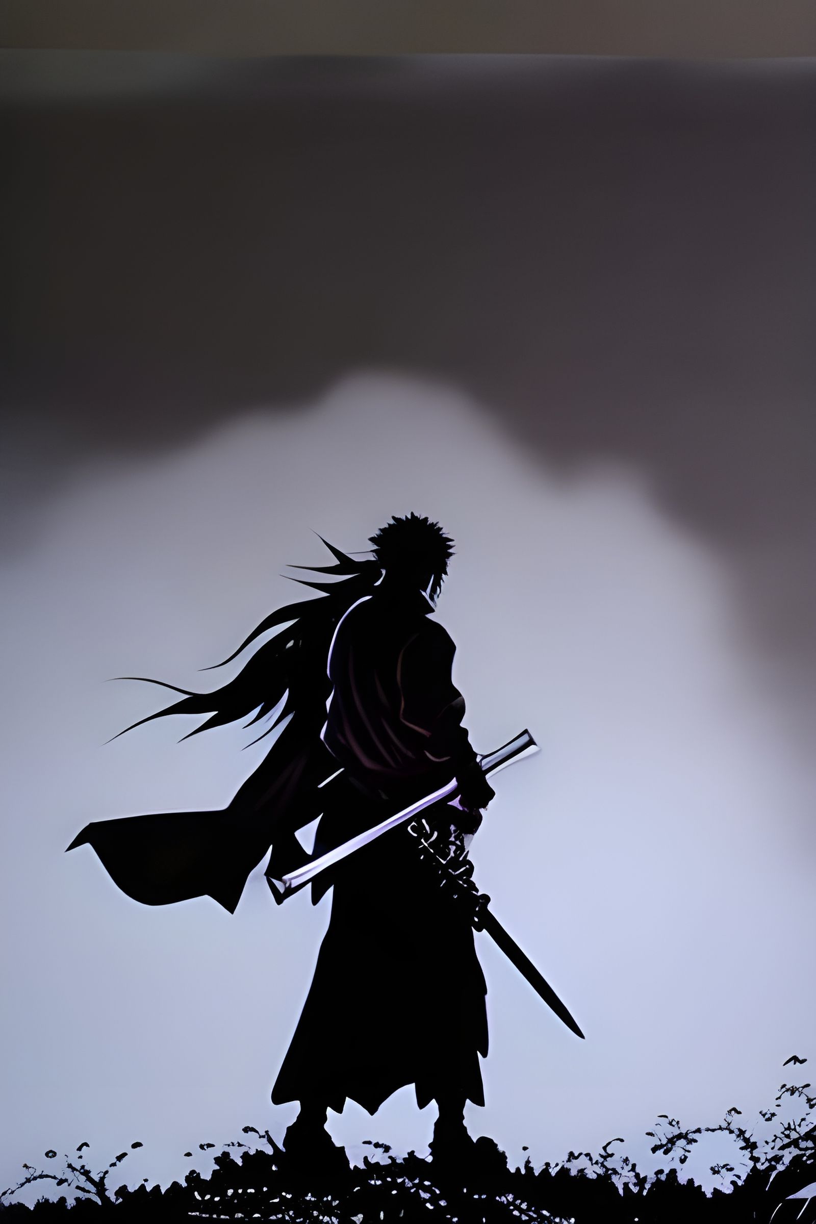 Mysterious Man with Spirit in Action Painting Style