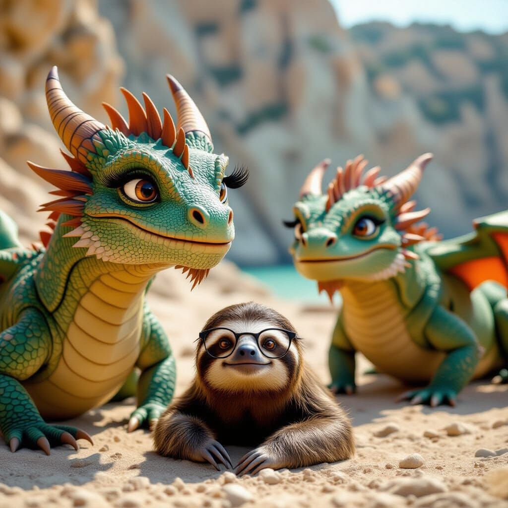 Epic Cinematic Scene: Dragons and Sloth at Scala dei Turchi