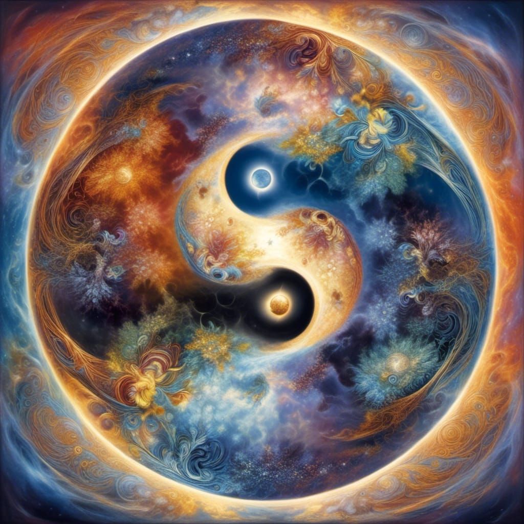Yin Yang Day and Night Digital Illustration