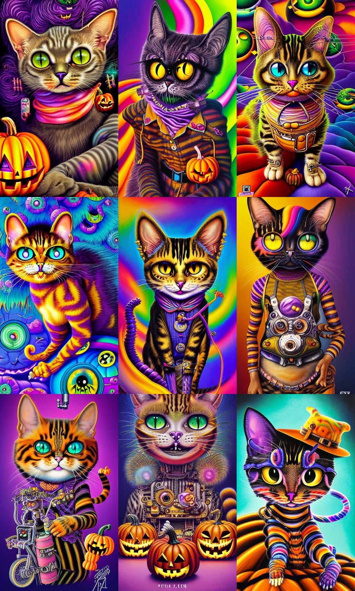 Steampunk Halloween Cat Inspired by Junji Ito