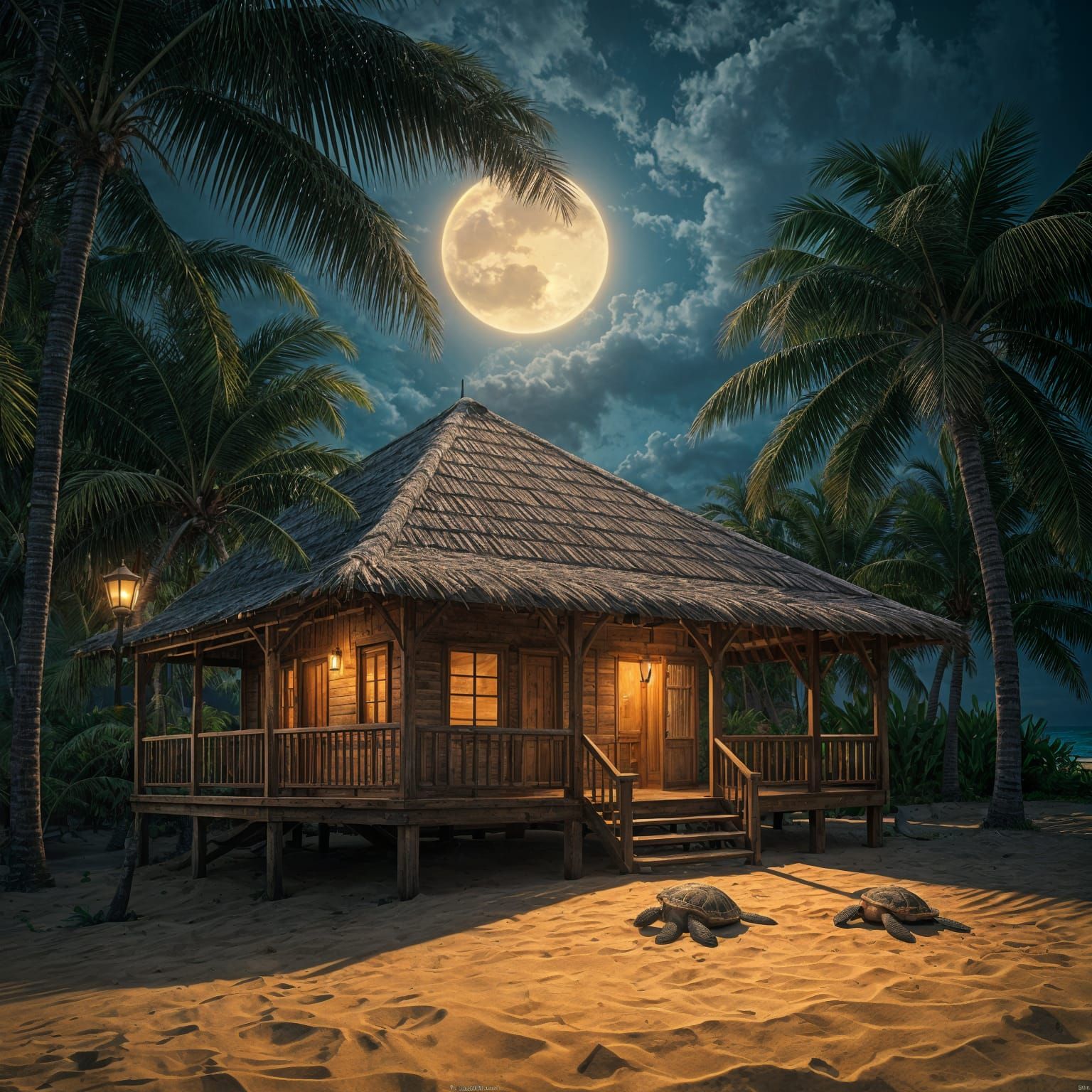 Hawaiian Beachside Oasis with Sea Turtles