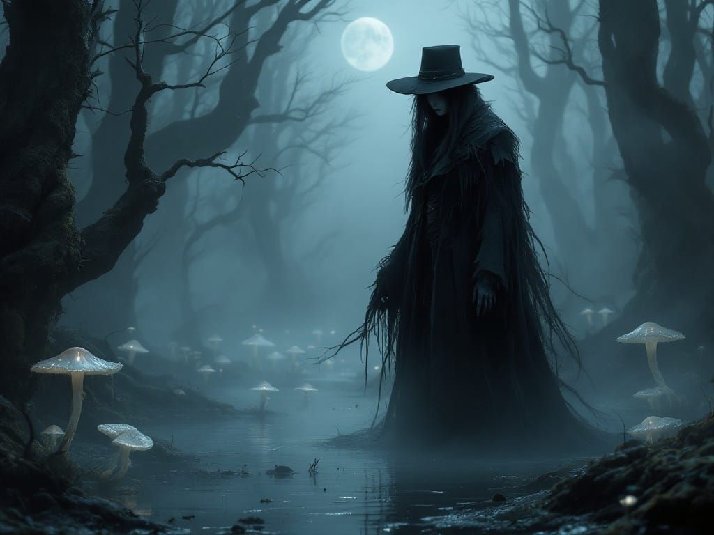 Ethereal Swamp Siren in Dark Victorian Attire