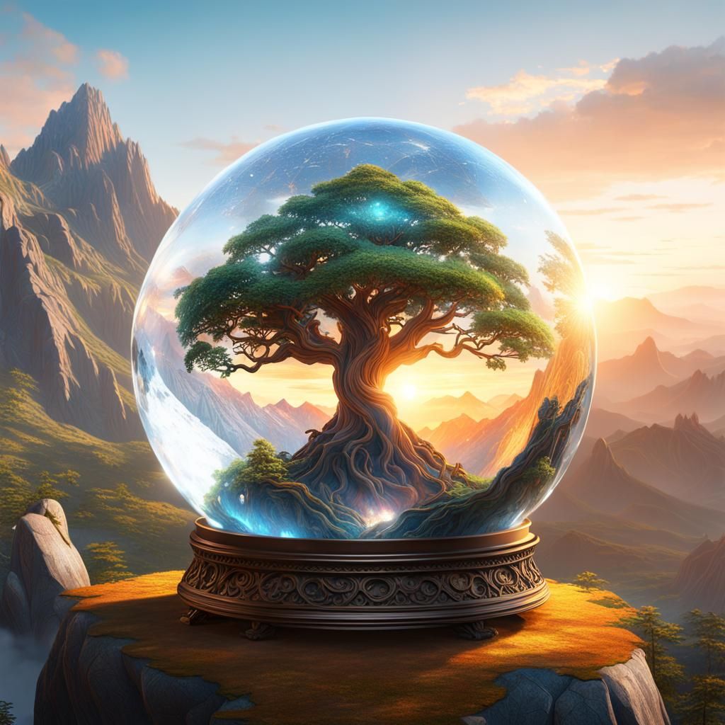 Tree of Life in Crystal Ball, Fantasy Concept Art