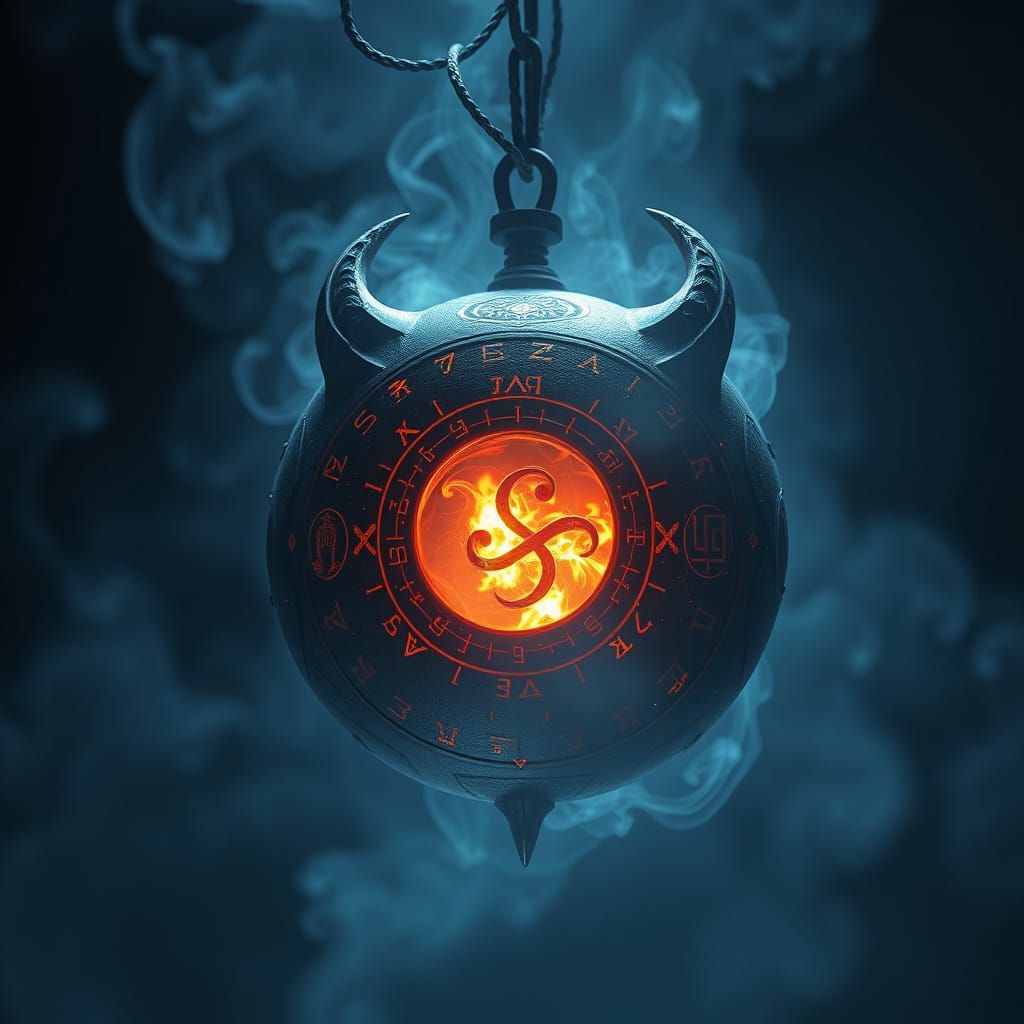 Mystical Demon Orb in Dark, Eerie Atmosphere