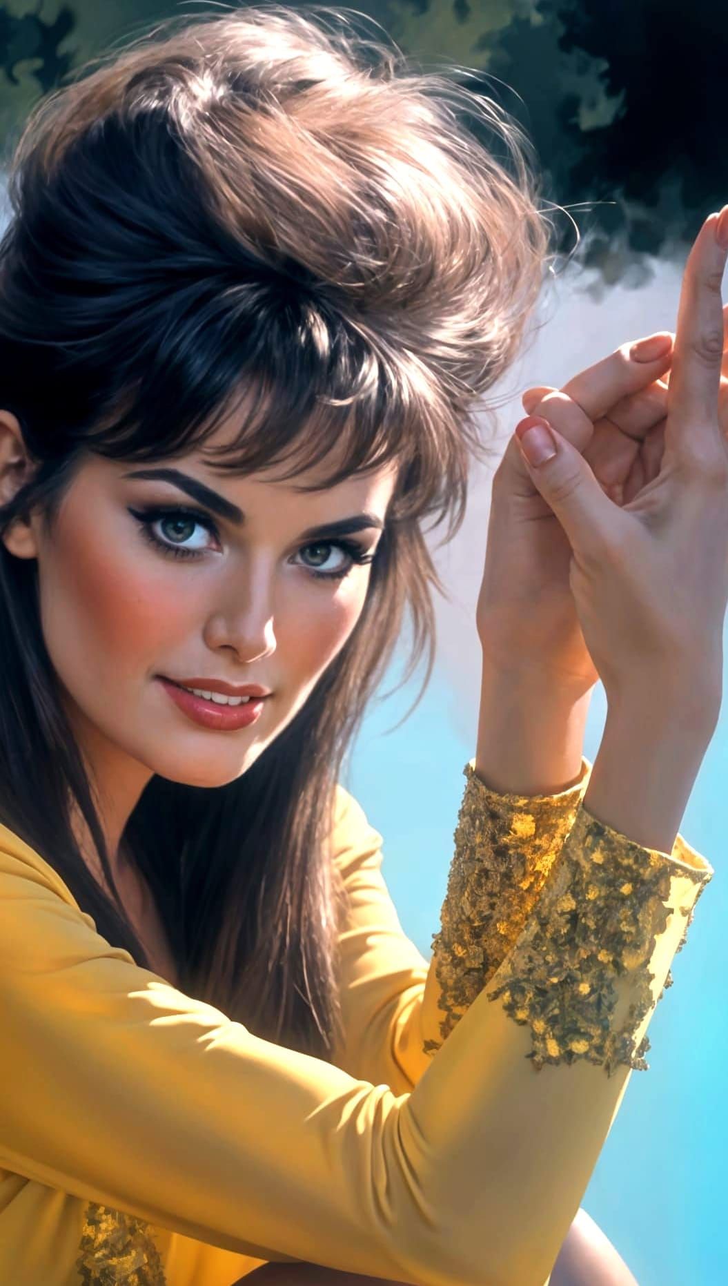 Raquel Welch Portrait in 1960s Illustration Style