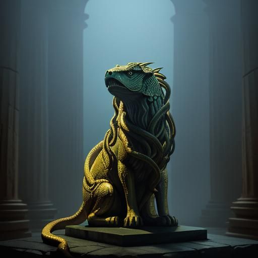 Medusa's Gaze in a Dark Academia Setting