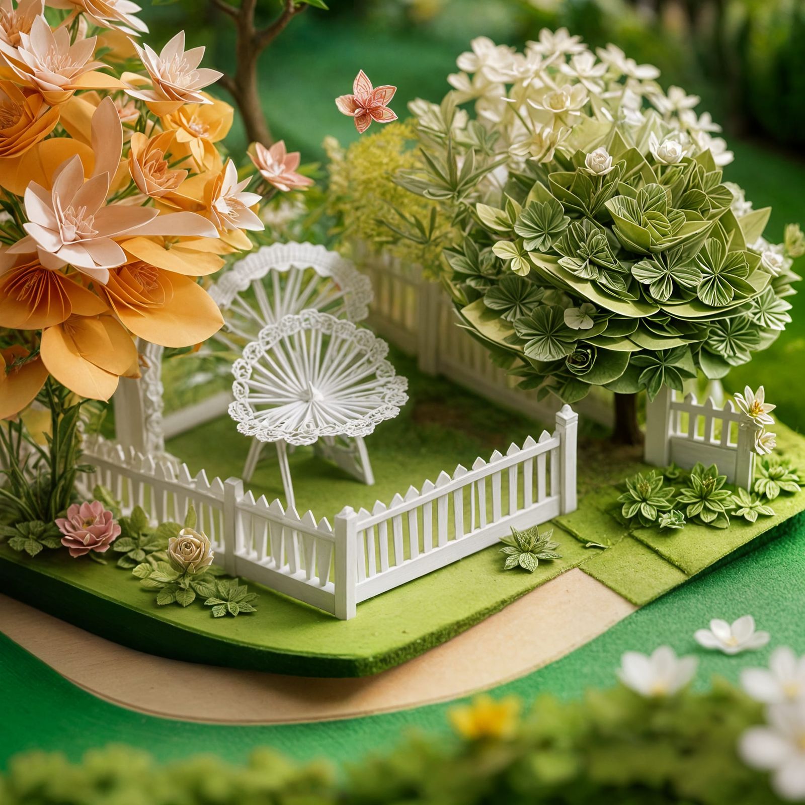 Edwardian English Garden Papercraft Diorama in 8K