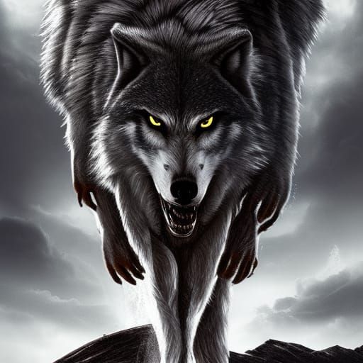 Epic Warrior Wolf Digital Matte Painting