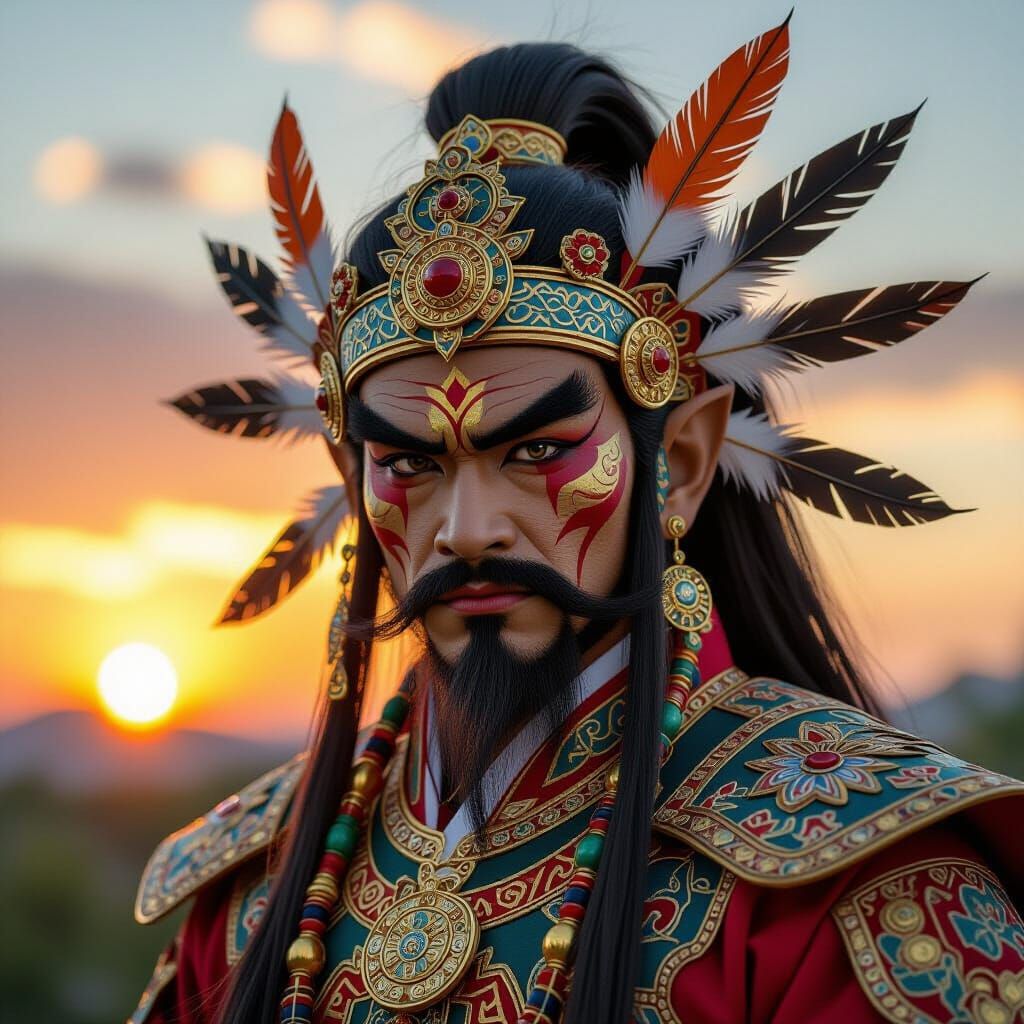 Sun Wukong in Aztec Attire Digital Painting