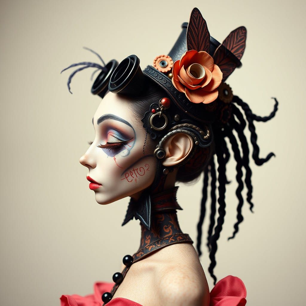 Steampunk Dancer Portrait in Burton Style