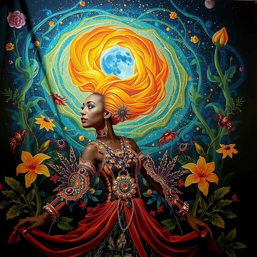 Psychedelic Garden of Cosmic Mystery and Tropical Heat