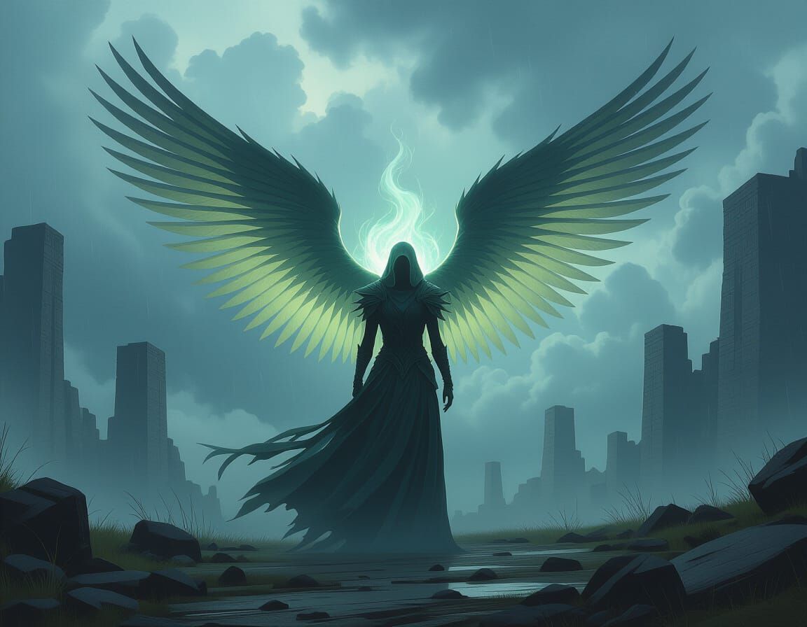 Epic Shapeshifter in Stormy Landscape with Ethereal Aura