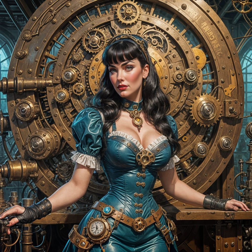 Steampunk Engineer Tinkers with Clockwork Heart