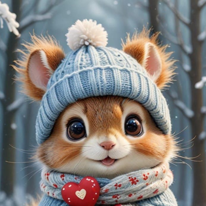 Chibi Winter Wonderland Baby Squirrel