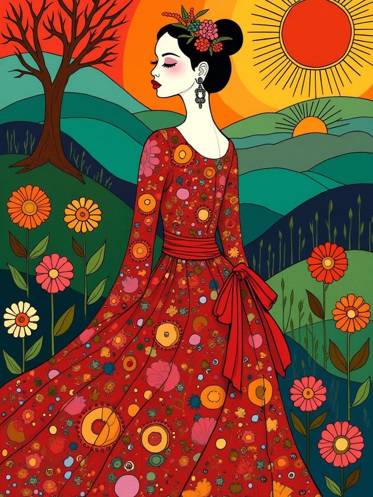 Whimsical Goddess in Stained Glass Splendor