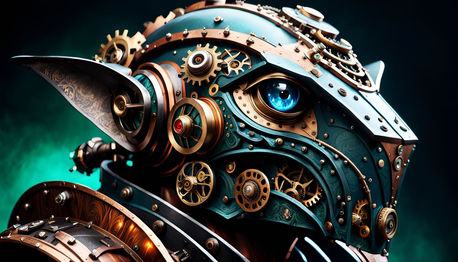Steampunk Robot Dancer Portrait in Armored Detail