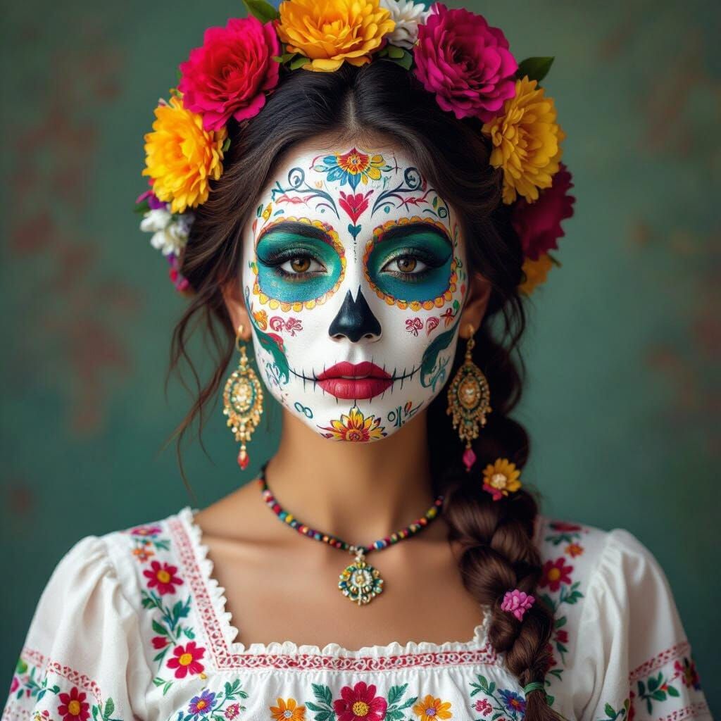 Woman with Día de los Muertos Face Paint