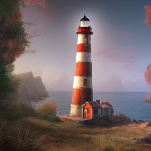 Fantastical Abandoned Lighthouse in Detailed Matte Painting