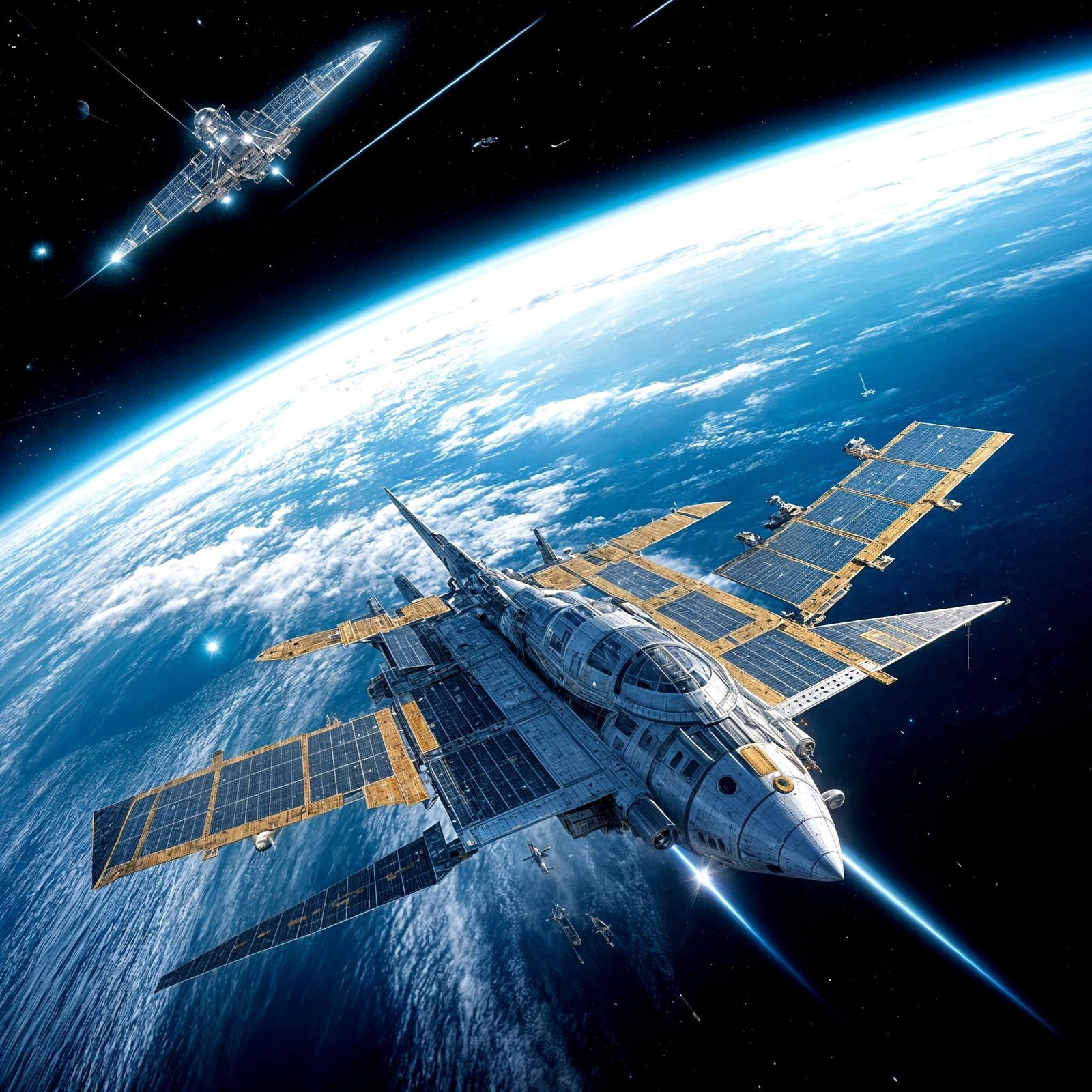 Intense Space Battle Amidst the Stars