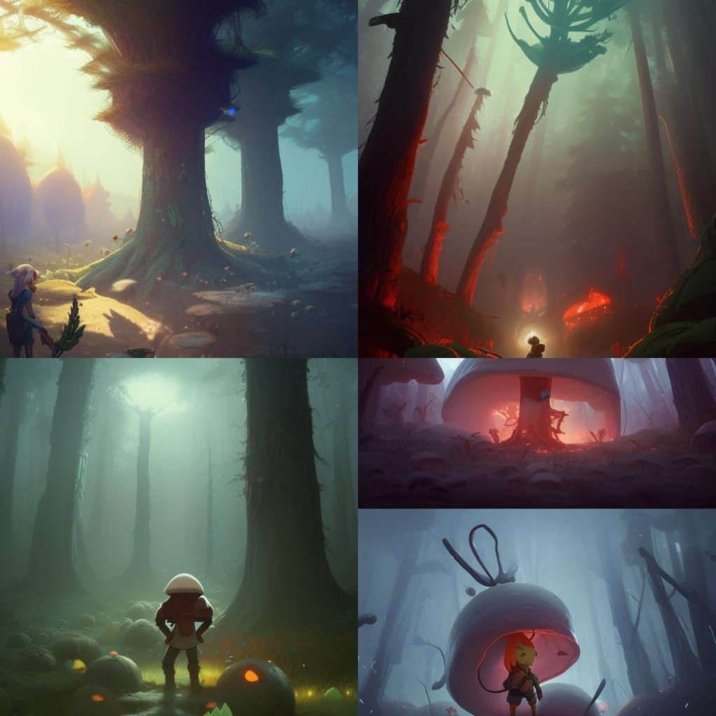 Finn's Mushroom War Flashback: Dark Fantasy Concept Art