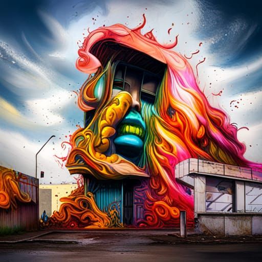 Colorful Graffiti Art in Polychromatic Splash Style