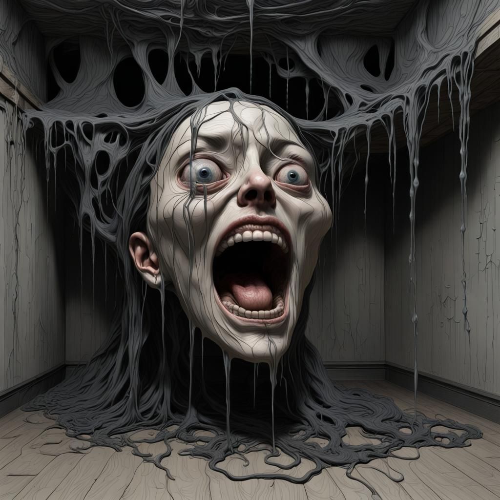 Nightmare Webs: A Haunting Vision in Thick Oil