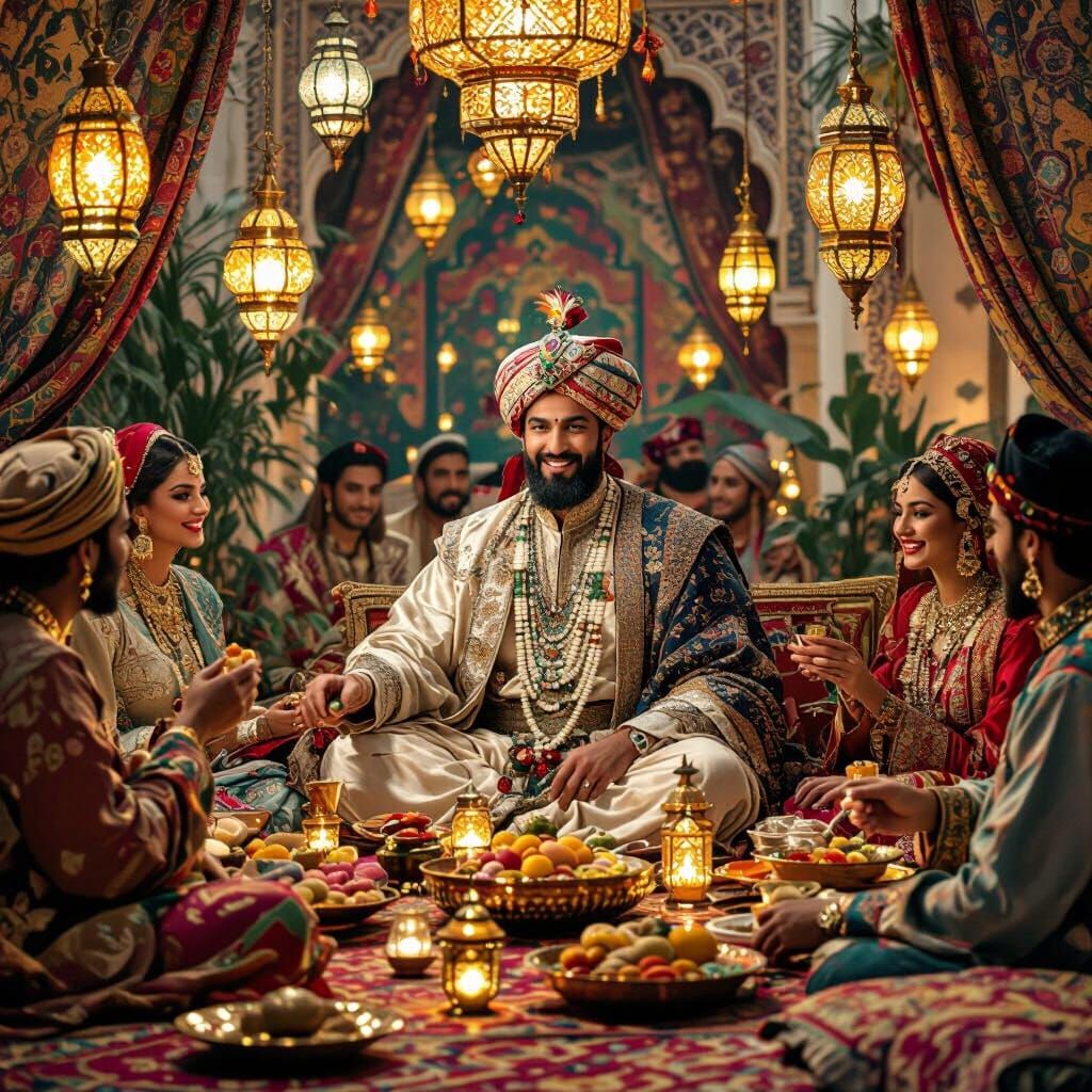 Festive Feast in Sultan's Palace, Orientalist Style